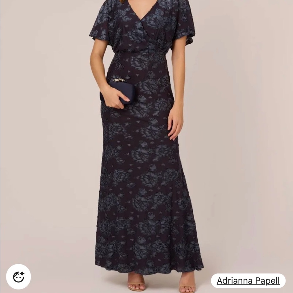 Adrianna Papell Dark Blue Floral Maxi Dress
